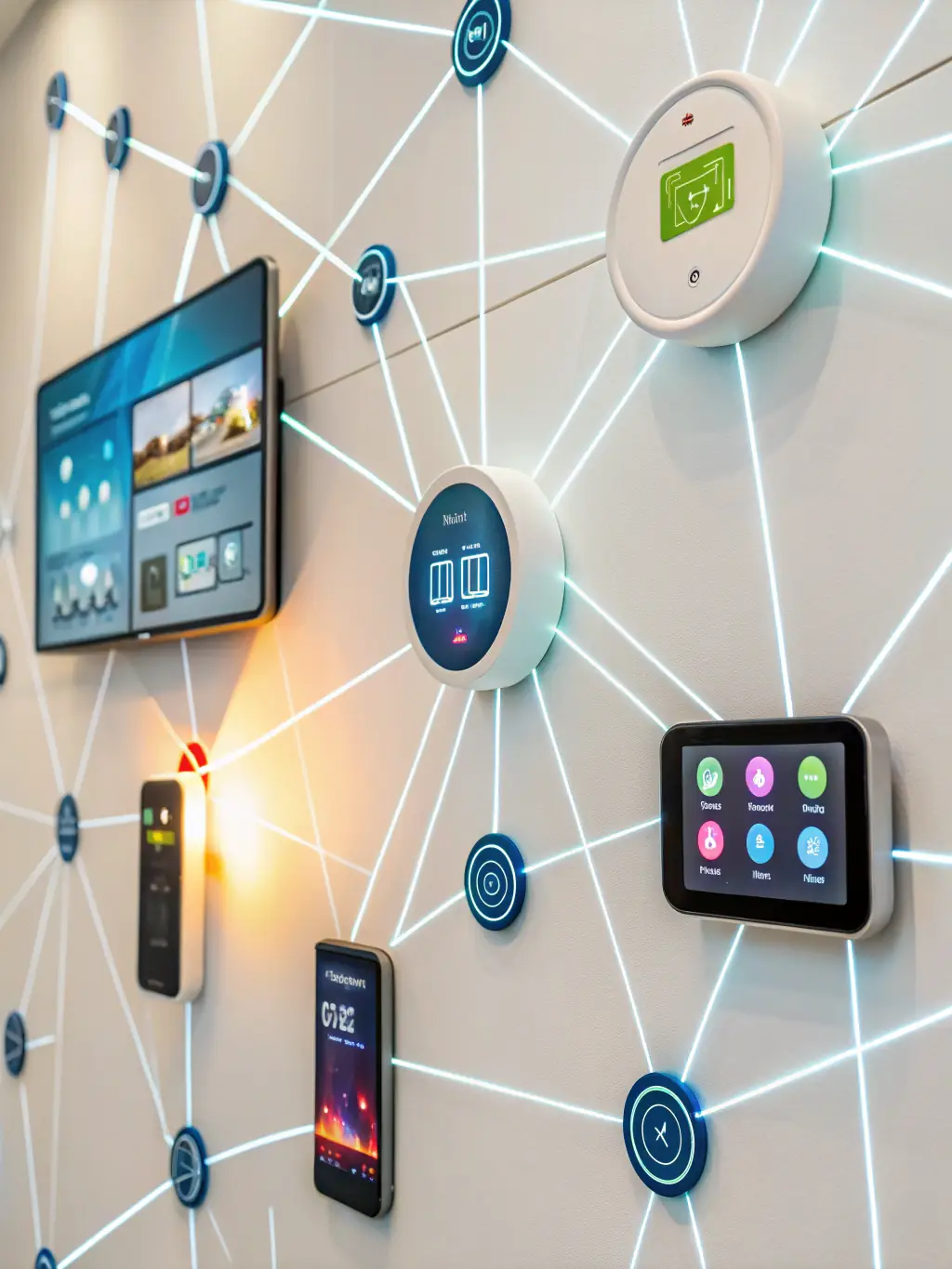 A network of interconnected IoT devices, showcasing the connectivity and data processing capabilities of Maksa's IoT chips.
